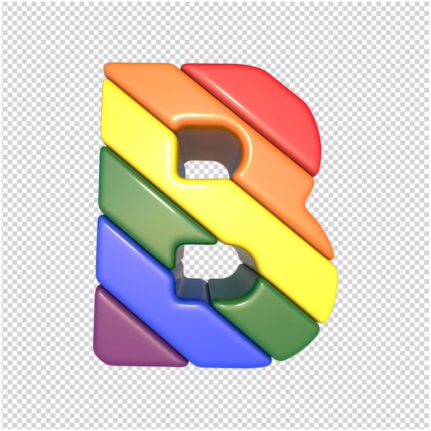 Premium PSD | Lgbt Letters Flag Diagonally Bottom View. 3d Capital Letter B