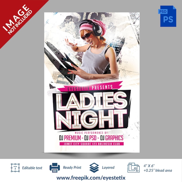 Premium Psd Light Abstract Ladies Night Party Flyer Photoshop Template