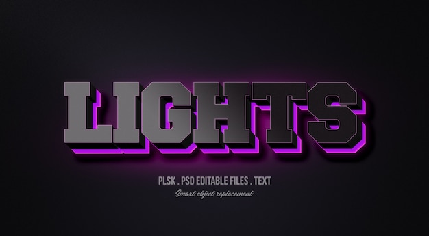 Download Lights 3d text style effect mockup PSD file | Premium Download