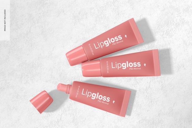 Download Free Psd Lipgloss Tubes Mockup Top View