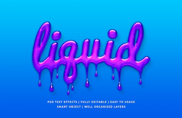 Liquid 3d text style Premium Psd