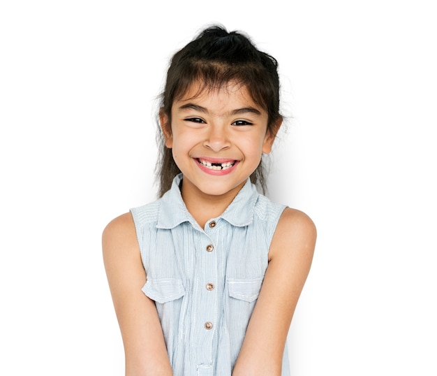 Premium PSD | Little girl with smiling face expression studio portrait