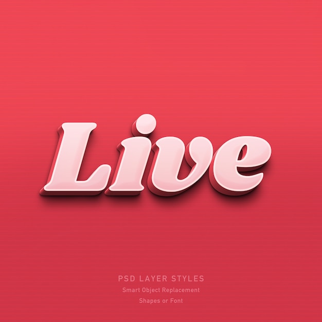 Download Live 3d text style effect psd | Premium PSD File