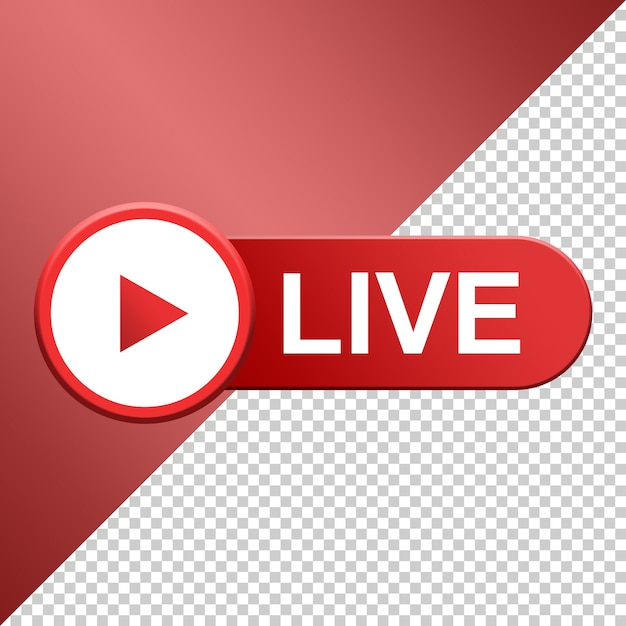 Premium PSD | Live button, social media live streaming 3d