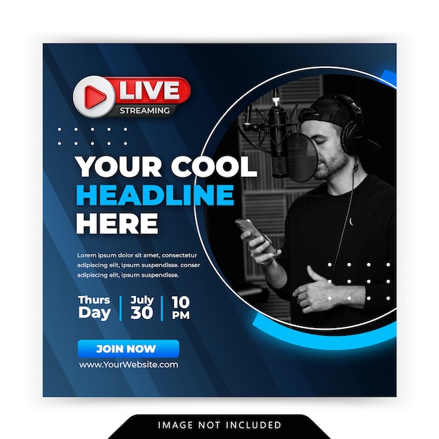 Premium PSD | Live streaming workshop instagram post social media post