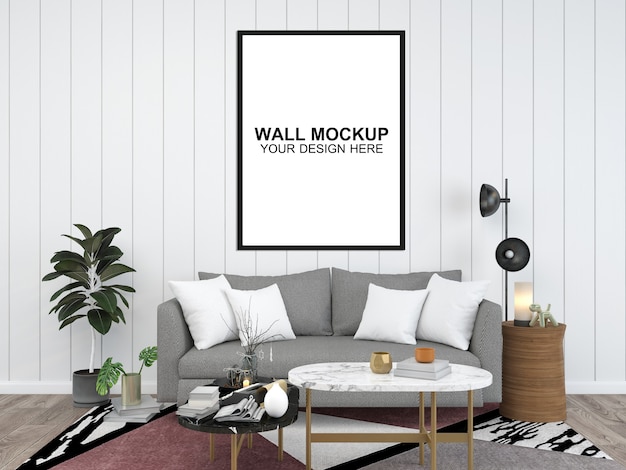 Download Living room interior house mockup floor furniture background, minimalist design copy space ...