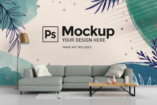 Download Premium Psd Living Room Interior Wall Mockup With Sofa And Rug