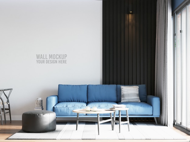 Download Premium PSD | Living room wall mockup