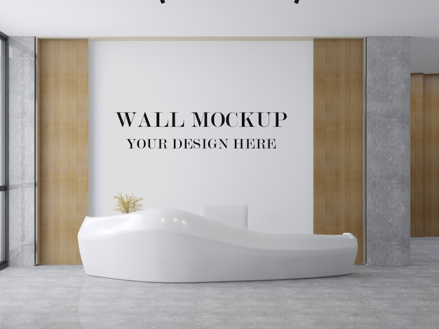Download Premium PSD | Lobby wall mockup with futuristic reception desk