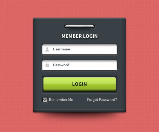  Login  box with username  and password PSD file Free Download