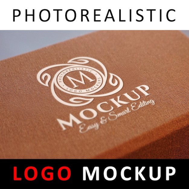 Logo mock up - engraved white logo on box Premium Psd