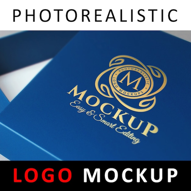 Download Logo mock up - gold foil stamping on blue jewelry box PSD ...