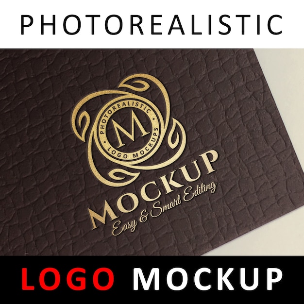 Download Logo mock up - gold foil stamping logo on dark brown card ... PSD Mockup Templates