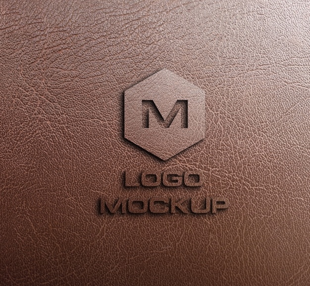 Download Logo mock up on leather background PSD file | Free Download