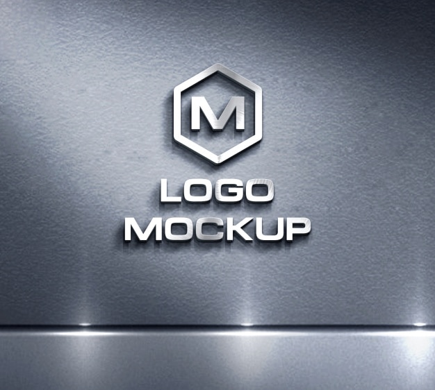 Logo mock up on metal background PSD file | Free Download