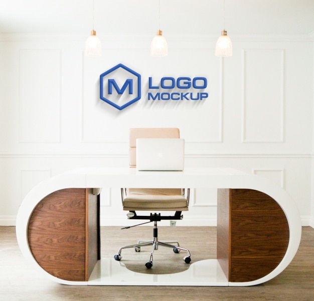 Logo mock up on office wall PSD file | Free Download