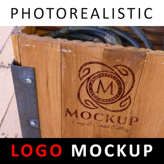 Download Logo mock up - painted logo on old wooden box | Premium ...