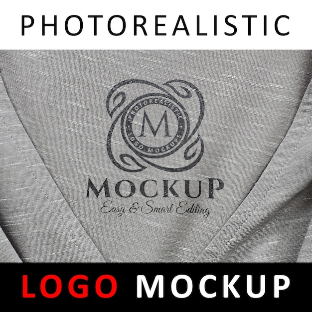 Download Logo mock up - screen printed logo on gray robe fabric | Premium PSD File