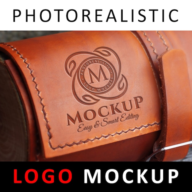 Download Logo mock up - stamped engraved logo on leather bag ...