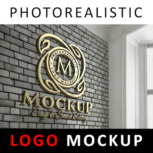 Download Premium PSD | Logo mockup - 3d golden logo signage on ...