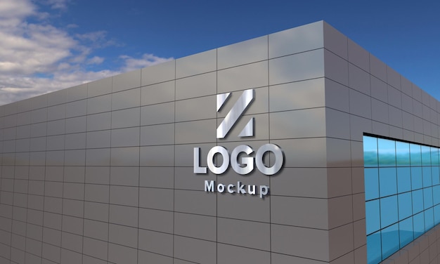 Premium Psd Logo Mockup 3d Sign Black Building 3d Rendered