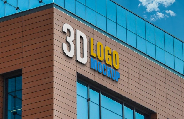 Download Premium PSD | Logo mockup 3d sign building, building brick wall 3d logo mockup