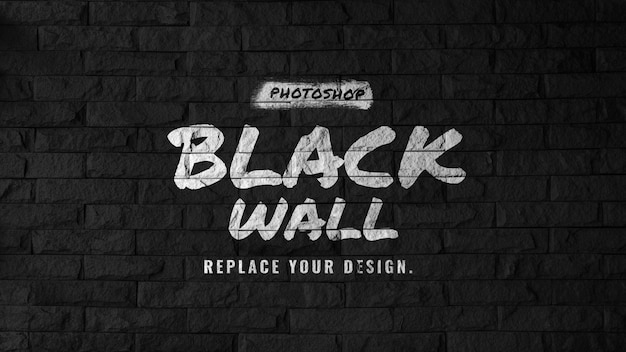  Logo mockup on black brick wall
