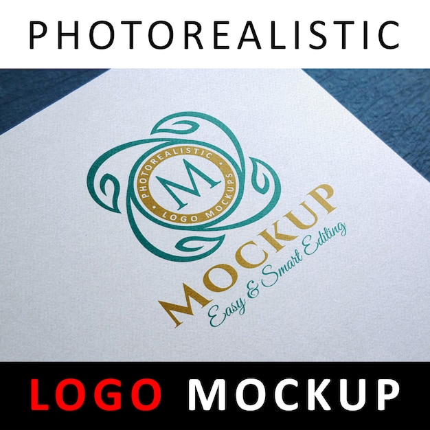 Download Logo mockup - colored logo on white textured paper PSD file | Premium Download