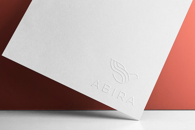 Download Logo mockup corner paper embossed | Premium PSD File