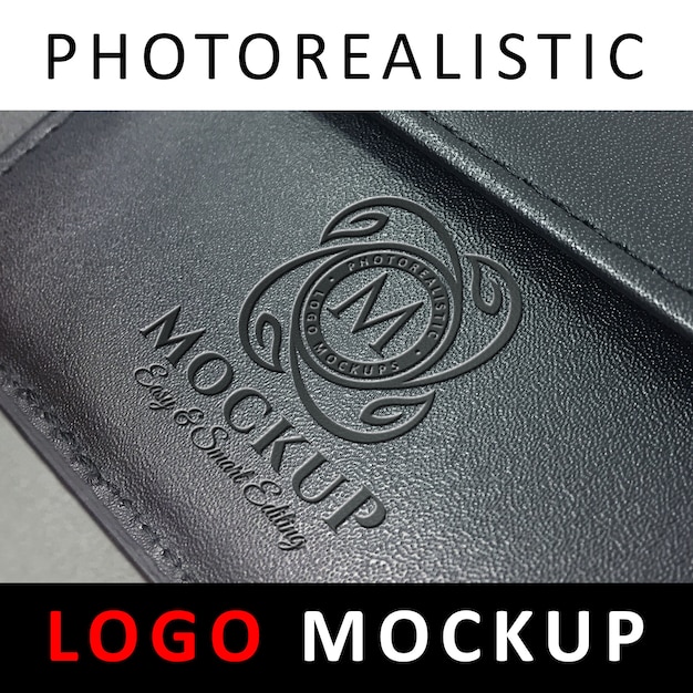 Logo Mockup - Debossed Logo On Black Leather Case