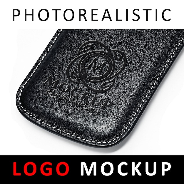 Download Logo mockup - debossed logo on black leather case PSD file ...
