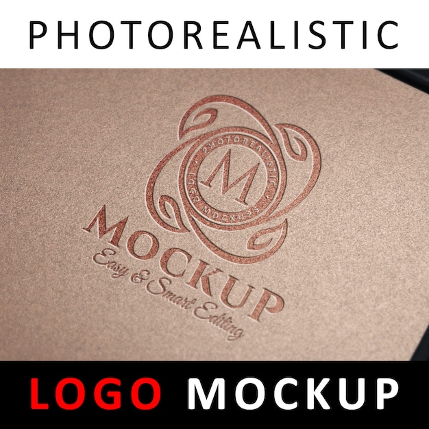 Download Logo mockup - debossed logo on brown paper | Premium PSD File