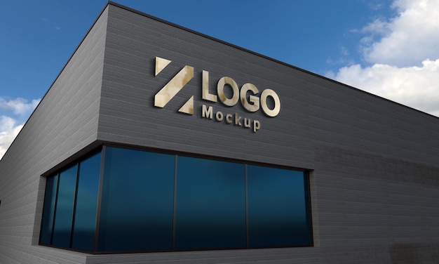 Premium PSD | Logo mockup design building side view 3d rendered