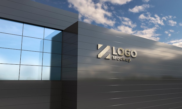 Premium Psd Logo Mockup Design Building Side View 3d Rendering