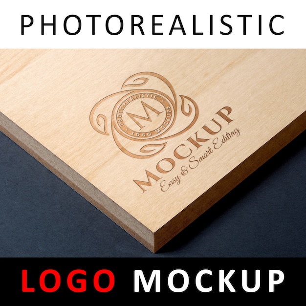 Download Logo mockup - engraved laser cutting logo on wood surface ...