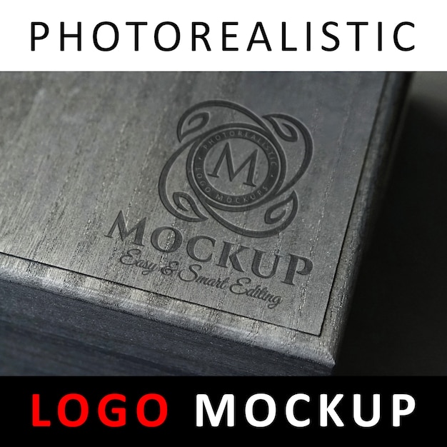 Download Logo mockup - engraved logo on black wooden box | Premium ...