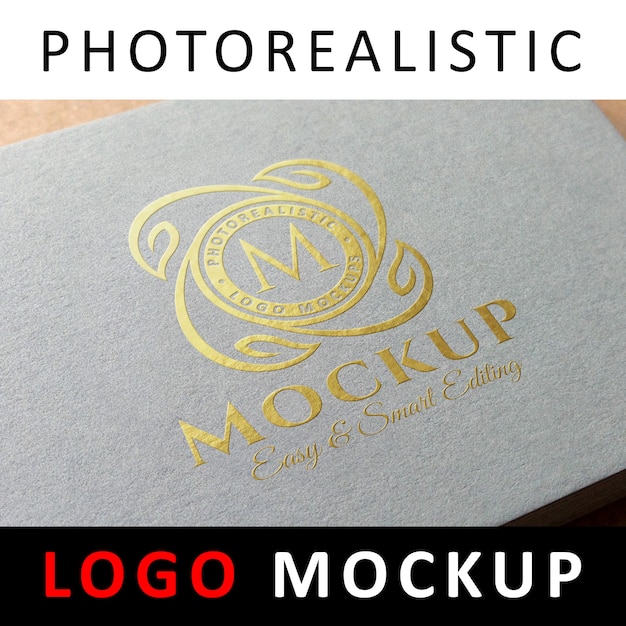Download Premium PSD | Logo mockup - gold foil stamping logo on ...