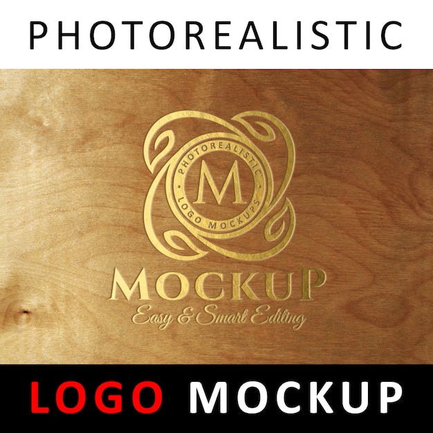 Download Logo mockup - golden engraved logo on wood | Premium PSD File