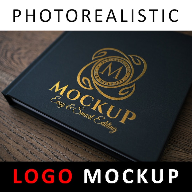 Download Logo mockup - golden foil logo on black book cover ...