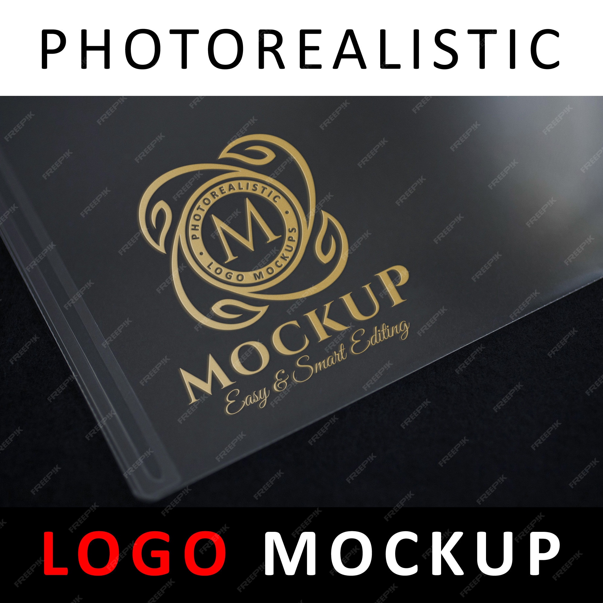 Premium PSD | Logo mockup - golden logo printed on clear plastic card