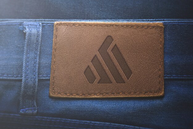 Logo mockup label jeans Premium Psd