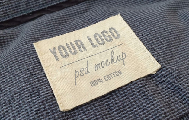 Download Premium Psd Logo Mockup Label Tag Debossed On Fabric Texture