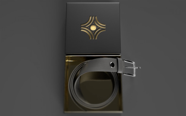 Download Logo mockup on leather belt package | Premium PSD File