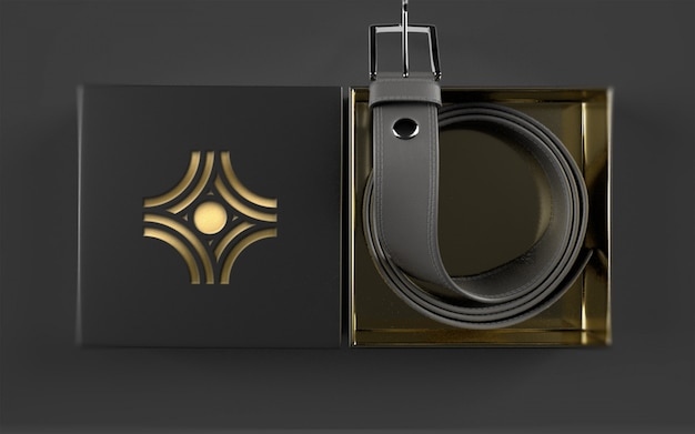 Download Logo mockup on leather belt package | Premium PSD File