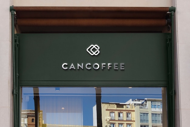Free PSD | Logo mockup modern dark green facade sign