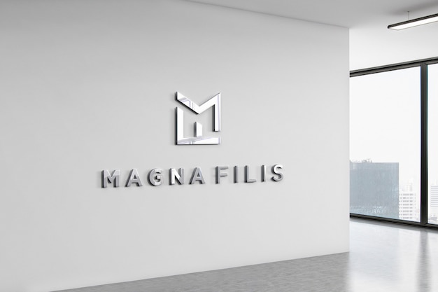 Logo mockup office wall 3d | Premium PSD File