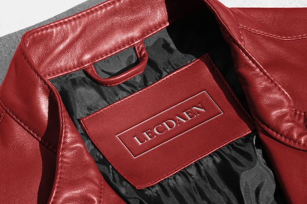 Download Free Psd Logo Mockup Red Leather Jacket Label