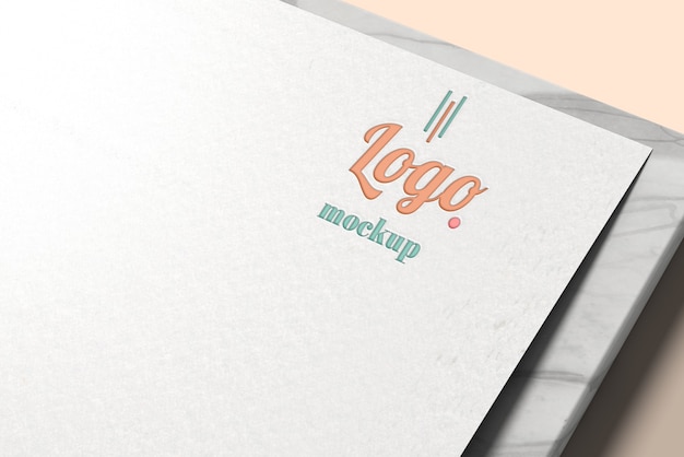 Download Premium PSD | Logo mockup on white paper with marble