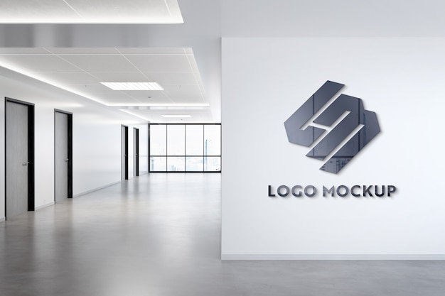 Download Premium PSD | Logo on office wall mockup