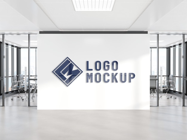 free 3d office wall sign logo mockup psd